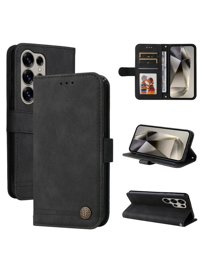اس-توب جراب لهاتف Samsung Galaxy S25 Ultra 5G Skin Feel Life Tree Metal Button Leather Phone Case - Image 1