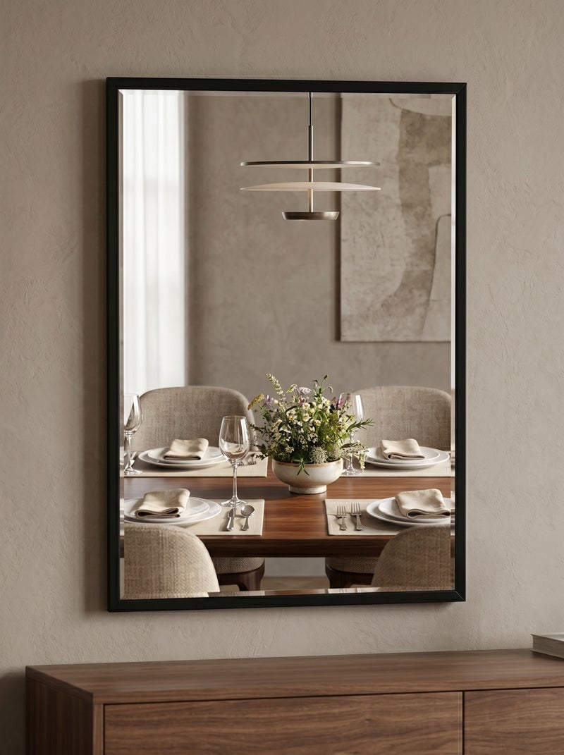 LOWHA Modern Decorative Wall Mirror with Solid Wood Backing and Elegant Black Frame - Image 1