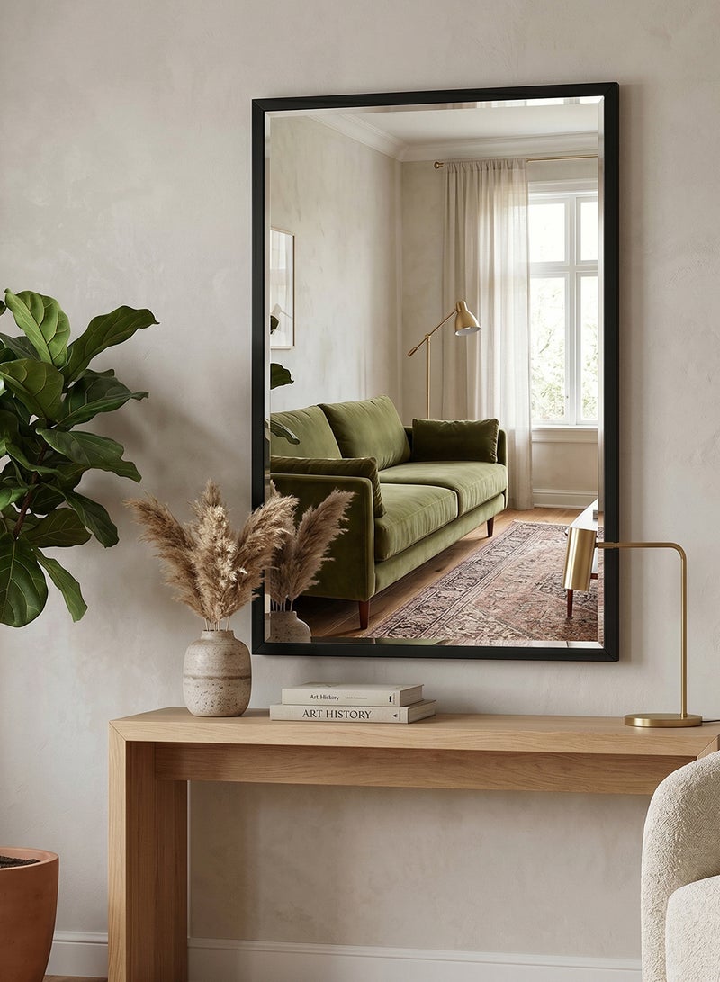 LOWHA Modern Decorative Wall Mirror with Solid Wood Backing and Elegant Black Frame - Image 5