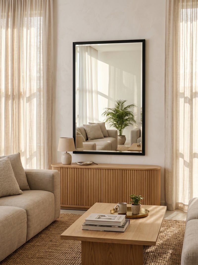 LOWHA Modern Decorative Wall Mirror with Solid Wood Backing and Elegant Black Frame - Image 4