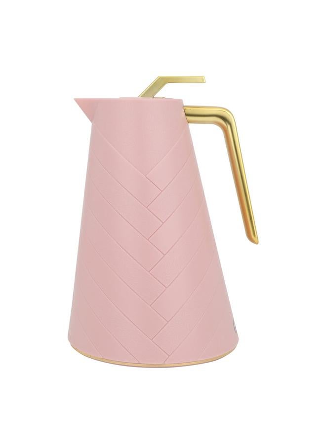 جلوري ترمس زجاجي سعة 1 لتر، خارجي بلاستيكي، وردي غامق - Image 1