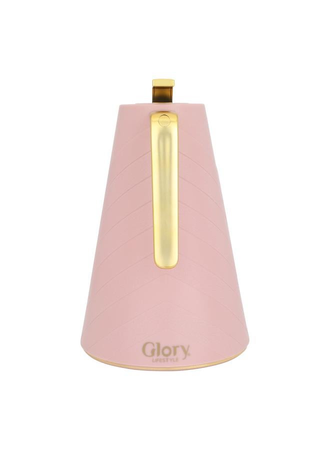 جلوري ترمس زجاجي سعة 1 لتر، خارجي بلاستيكي، وردي غامق - Image 2