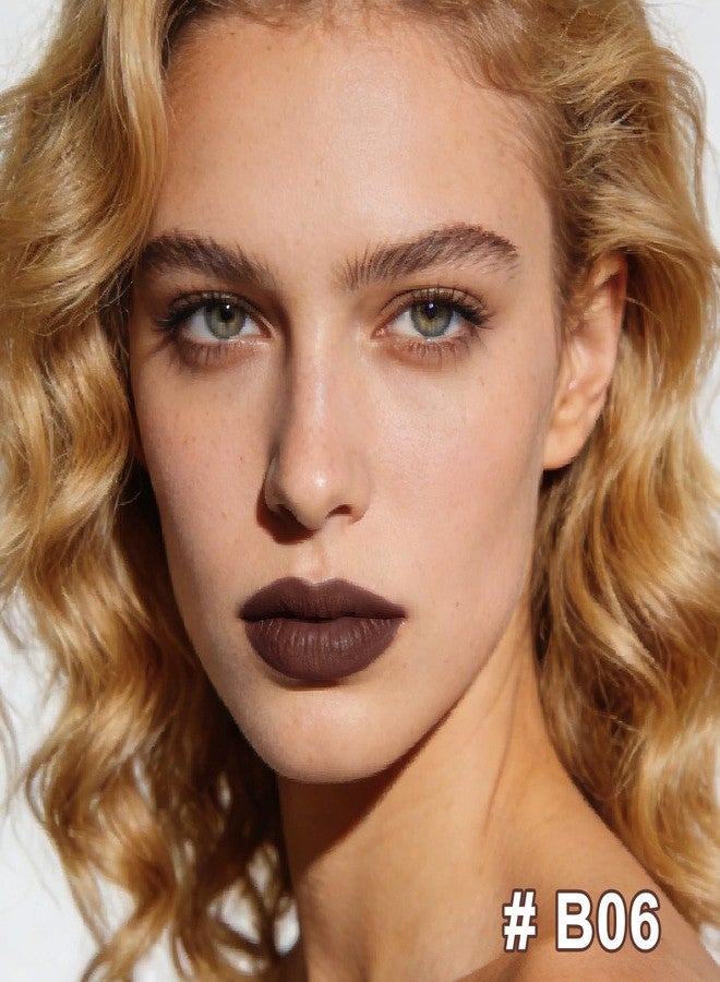 Jutqut Matte Lipstick Lip Crayon, Dark Chocolate Long Lasting Lip Stick, Waterproof Velvet Lip Liner Pencil for Women, 24 Hour Neutral Lipstick, B06 - Image 3