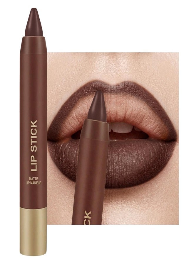 Jutqut Matte Lipstick Lip Crayon, Dark Chocolate Long Lasting Lip Stick, Waterproof Velvet Lip Liner Pencil for Women, 24 Hour Neutral Lipstick, B06 - Image 1