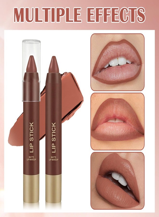 Jutqut Matte Lipstick Lip Crayon, Dark Chocolate Long Lasting Lip Stick, Waterproof Velvet Lip Liner Pencil for Women, 24 Hour Neutral Lipstick, B06 - Image 4