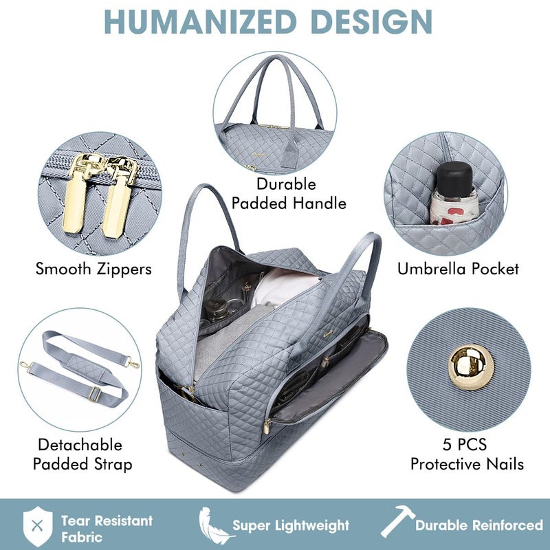 LUOCIP Large Women Travel Duffle Bag, Weekender Bags for Women with Shoe Compartment, Carry on Overnight Bag with Toiletry Bag, Gym Duffel Bag with Wet Pocket, Hospital Bags for Labor and Delivery - Image 3