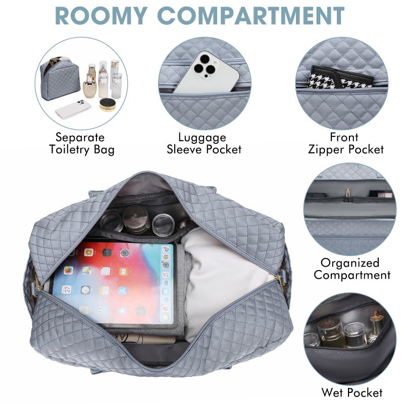 LUOCIP Large Women Travel Duffle Bag, Weekender Bags for Women with Shoe Compartment, Carry on Overnight Bag with Toiletry Bag, Gym Duffel Bag with Wet Pocket, Hospital Bags for Labor and Delivery - Image 4