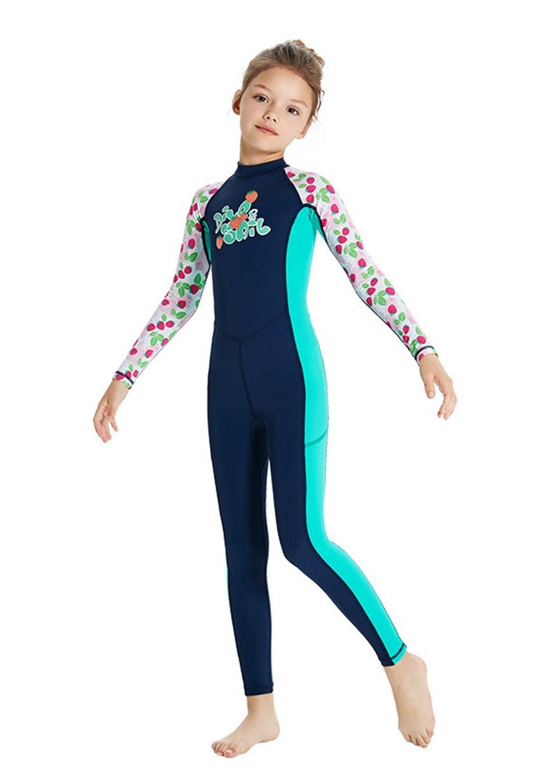 DIVE & SAIL Children's Wetsuit 2.5mm One-piece Thickened Warm Swimsuit Long-sleeved Cold Swimsuit Blue  - Image 1