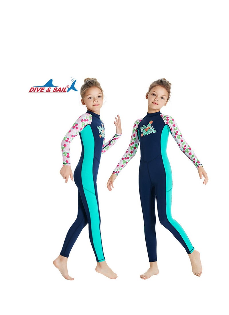 DIVE & SAIL Children's Wetsuit 2.5mm One-piece Thickened Warm Swimsuit Long-sleeved Cold Swimsuit Blue  - Image 2