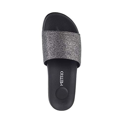 Metro Women's Black Glitter Finish Casual Fashion Slip Ons UK/3 EU/36 (41-3957) - Image 5