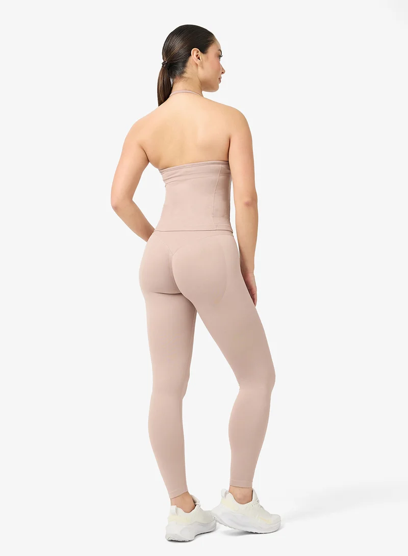 فورورد طقم تانك توب بياقة على شكل حرف  بدون خياطة بلمسة ناعمة وسروال ضيق