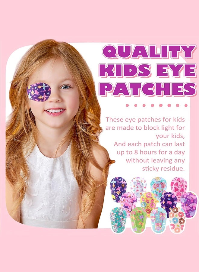 Organizer 24 Pcs Adhesive Eye Patches for Kids Girls Toddler Eye Patches Bulk Breathable Material, Light Blocking Cotton Colorful and Fun Designs Adhesive Bandages for Girls, 12 Styles - Image 3