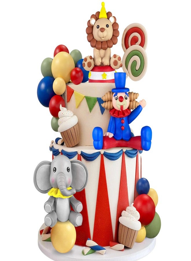 KEEPARTY 19 PCS Circus Cake Decoration Circus Birthday Cake Decorations Balls Cake Picks for Carnival Birthday Party Supplies Circus Baby Shower Decoration - Image 1