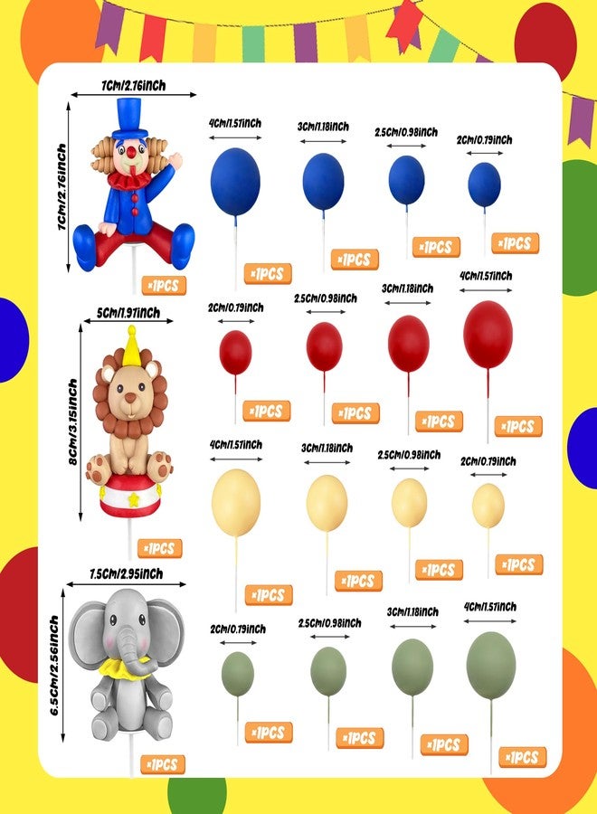 KEEPARTY 19 PCS Circus Cake Decoration Circus Birthday Cake Decorations Balls Cake Picks for Carnival Birthday Party Supplies Circus Baby Shower Decoration - Image 2