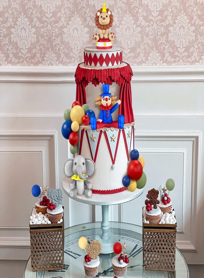 KEEPARTY 19 PCS Circus Cake Decoration Circus Birthday Cake Decorations Balls Cake Picks for Carnival Birthday Party Supplies Circus Baby Shower Decoration - Image 3