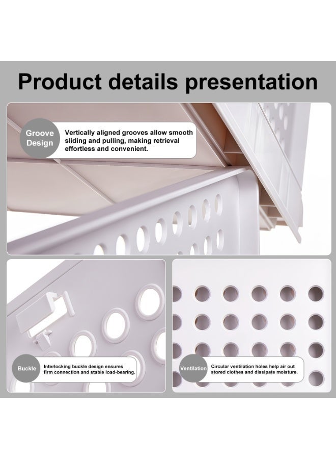 4 Pack 5 Pack Foldable Storage Box Storage Bins Stackable Closet Organizers Large Drawer Shelf Storage Basket Plastic Folding Containers Cubes for Clothes, Office White 4 Set - Image 3