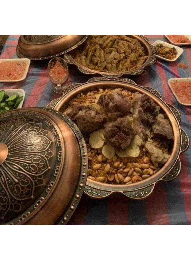 صينية تقديم كبسة معدن لون نحاسي 50 سم – متينة وعملية للعزائم والاستخدام اليومي