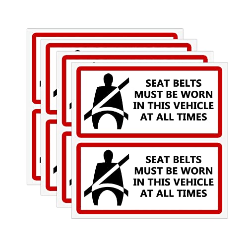 Besttile Seat Belts Must Be Worn In This Vehicle Sign Stickers,4x2 Inch,8 Pcs Per Pack - Image 1