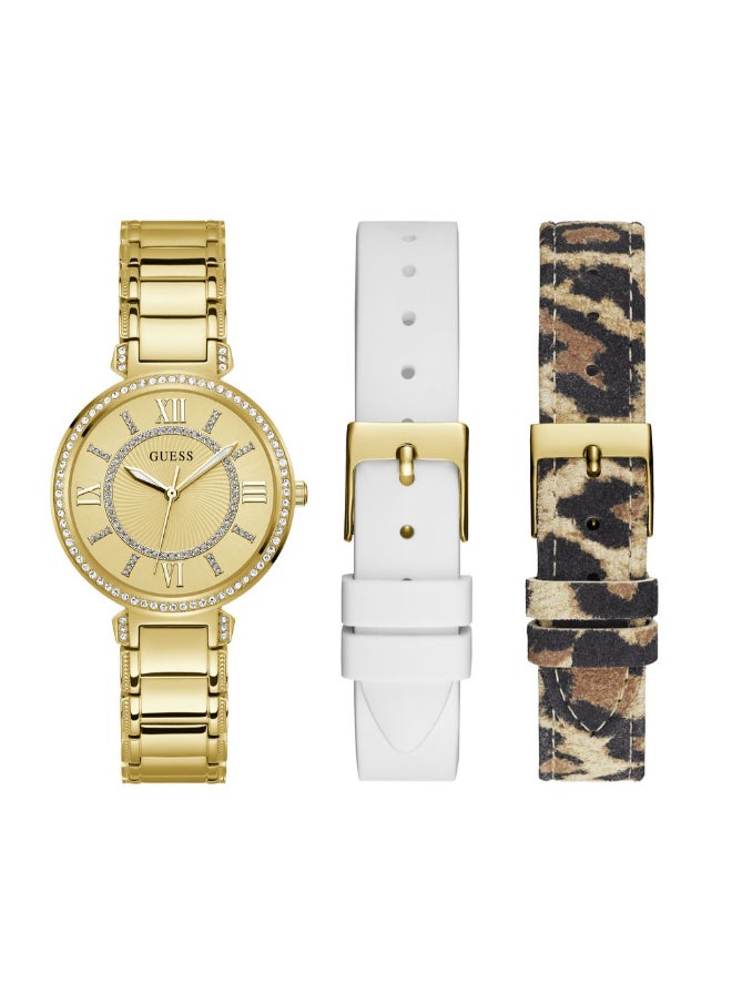 GUESS Gold Tone Stainless Steel Bracelet\Champagne Dial\Gold Tone Stainless Steel Case  - Image 1