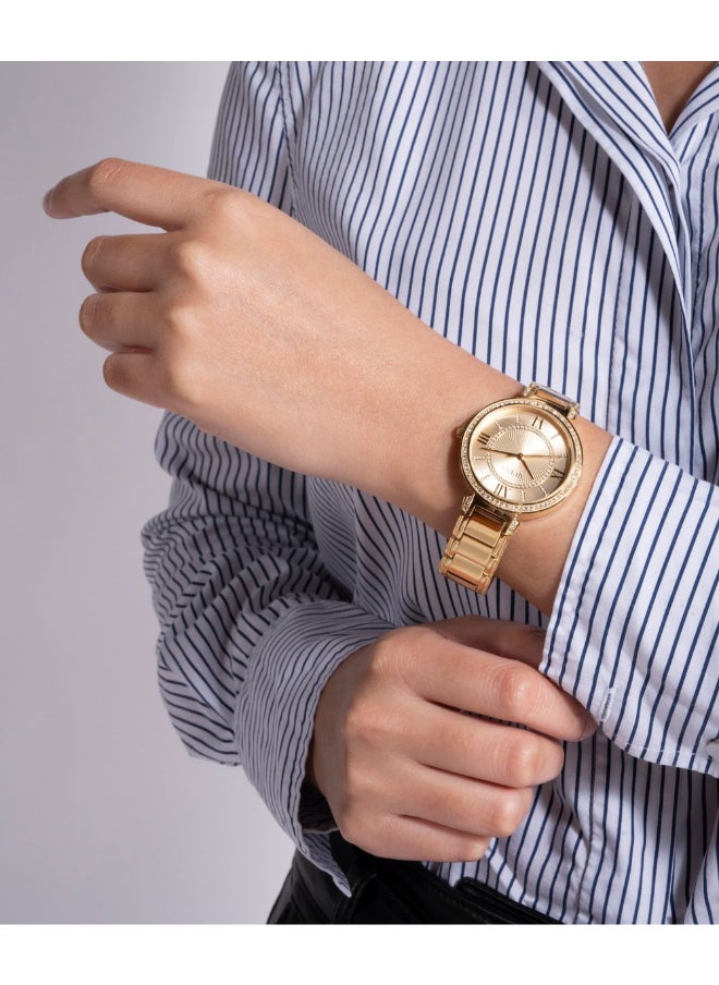 GUESS Gold Tone Stainless Steel Bracelet\Champagne Dial\Gold Tone Stainless Steel Case  - Image 5