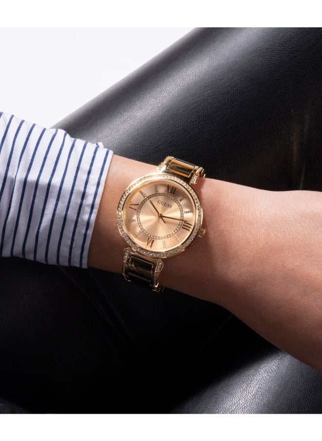 GUESS Gold Tone Stainless Steel Bracelet\Champagne Dial\Gold Tone Stainless Steel Case  - Image 3