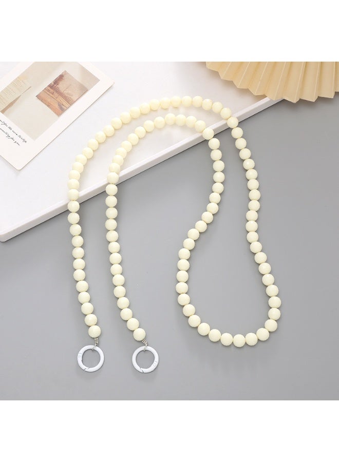 NIBEMINENT Phone Charm/ Chain Strap for Women Girls, Acrylic Earth Beads Cell Phone Case Lanyard Wrist Strap,K384/White