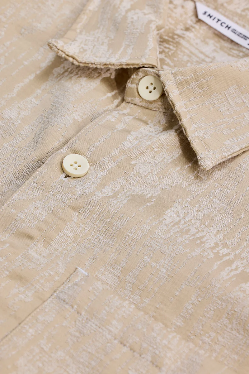 SNITCH Beige Textured Long Sleeve Relaxed Shirt