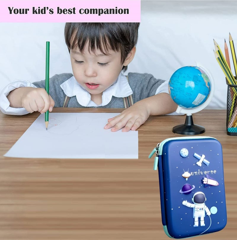 Royals hub Premium Eva 3D Cover Large Capacity Space Astronaut Pencil Case Compartments, School Pouch Stylish Pen Holder (Big Size Astronaut Pencil Case, Ethylene Vinyl Acetate (EVA) Navy Blue) - Image 5