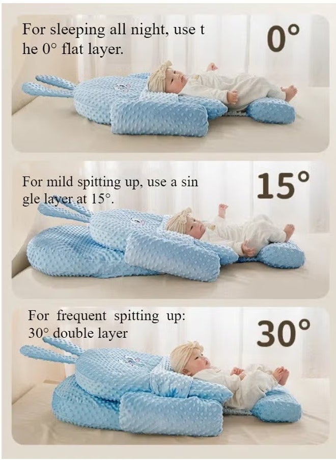 Aissiora Baby Lounger Pillow Baby Wedge Pillow Baby Crib Nursery Pillows Ergonomic Anti Vomiting Pillow Prevent Spitting Flat Head Reflux Height Adjustable Breastfeeding Pillow Side Rails to Prevent Infant From Falling  - Image 2