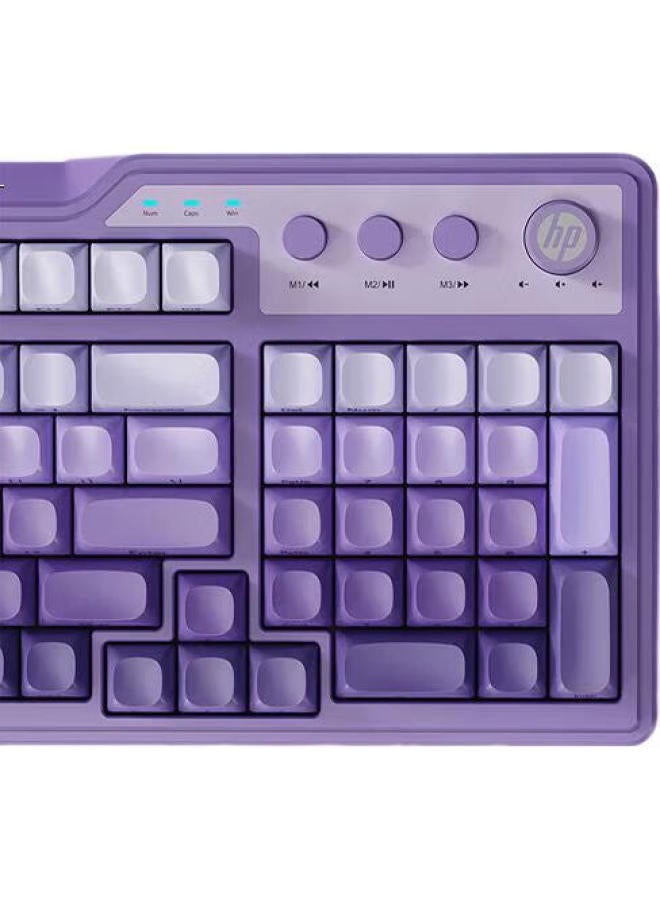 Hp K360 Wired Keyboard With Gradient Color Keycaps, Rgb Mechanical Feel, Ergonomic Design, Suitable For Office And Gaming, League Of Legends, Esports Gaming Keyboard, Purple, 98-Key Layout - Image 3