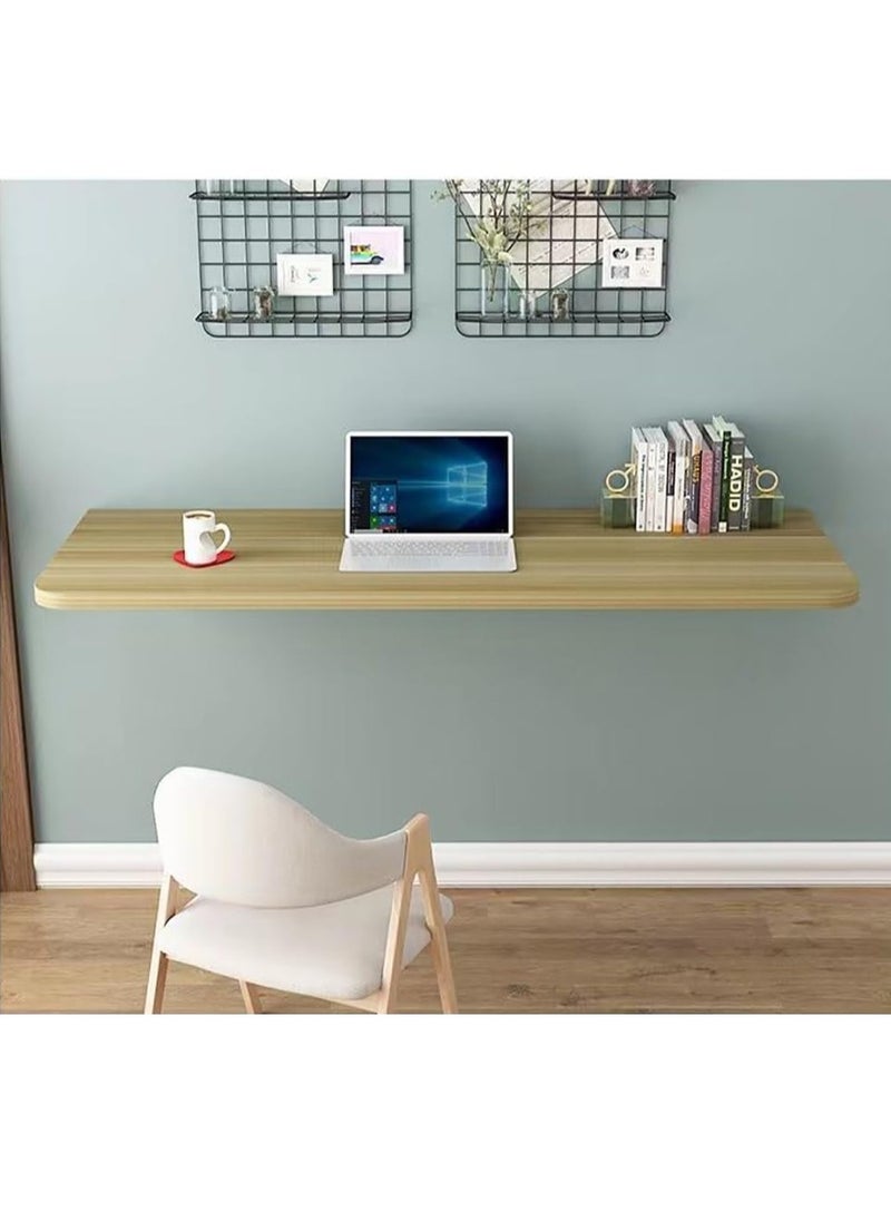 VITION - Computer Wall Mount Stand Folding Wall-Mounted Drop-Leaf Table, Metal Folding Shelf Bench Table Bracket (40 x 60cm) Tan - Image 1