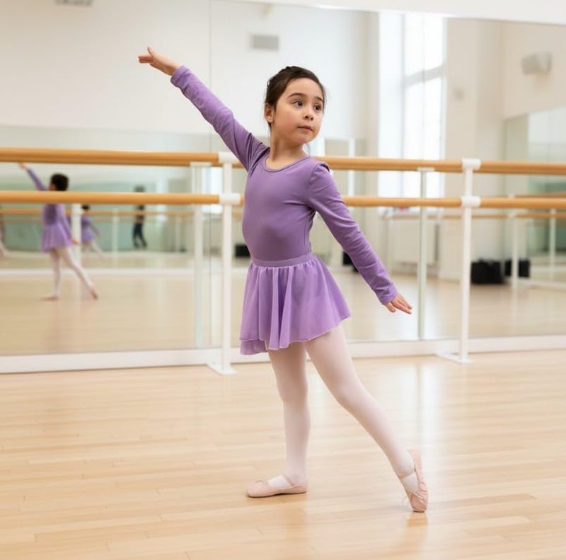 Gogokids 2PCS Long Sleeve Dance Leotards with Removable Skirt, Toddler Dance Dress for Ballet Class & Performance 10-11 Years - Image 5