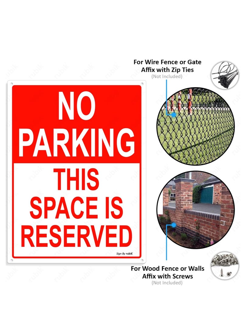 Rubik No Parking This Space is Reserved Sign 20x15cm, Reflective UV Protected Weather Resistant Plastic Sign (2pcs)  - Image 2