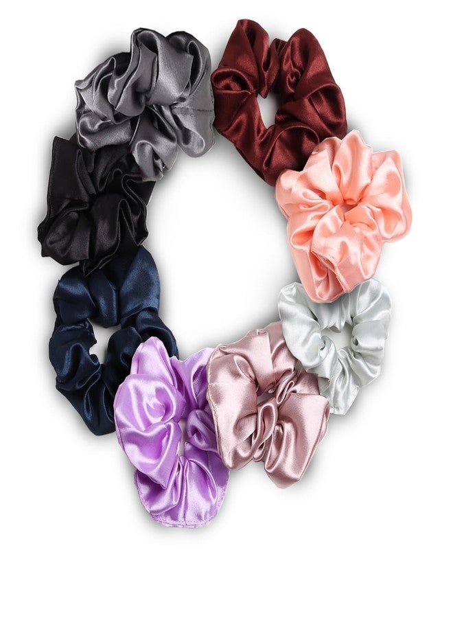 Rock World Satin Silk Scrunchies For Women And Girls Set Of 12 Scrunchie for Less Hair fall Hairbands Rubber Band Scrunchies For Girls Best Gift For Mom, Sister And Girlfriend, Multi (Random color) - Image 1