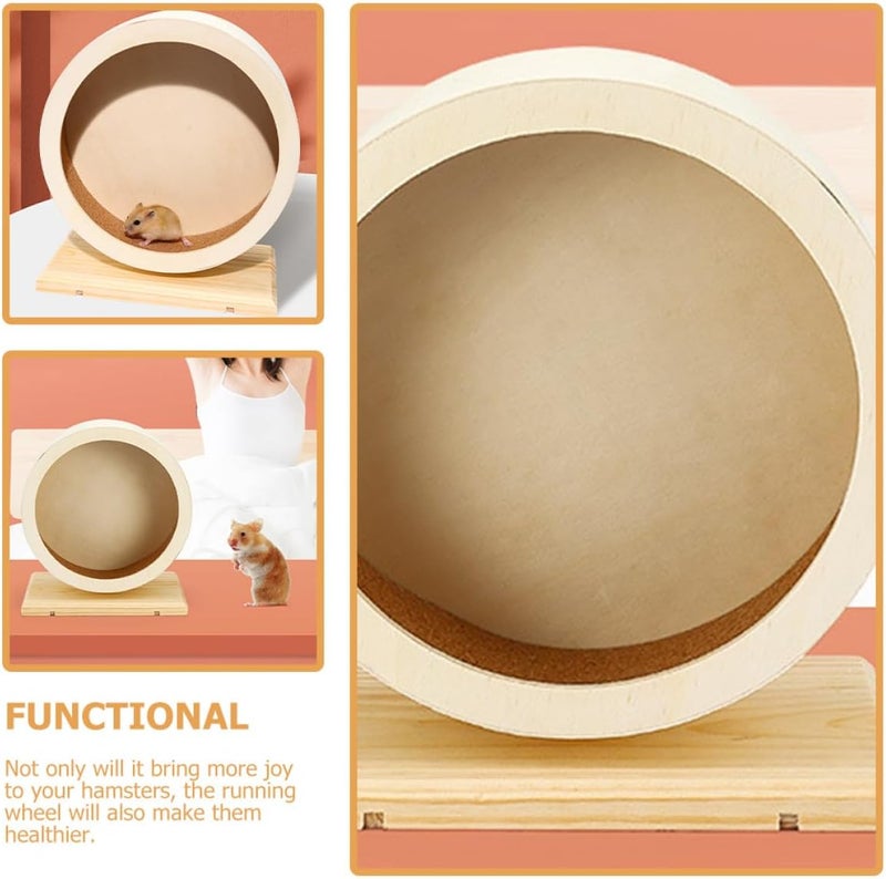 Wooden Silent Hamster Exercise Wheel Cork Base Medium Size Small Animal Running for Hamsters Guinea Pigs Chinchillas and Hedgehogs - Image 5
