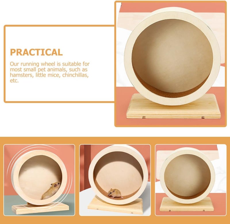 Wooden Silent Hamster Exercise Wheel Cork Base Medium Size Small Animal Running for Hamsters Guinea Pigs Chinchillas and Hedgehogs - Image 3