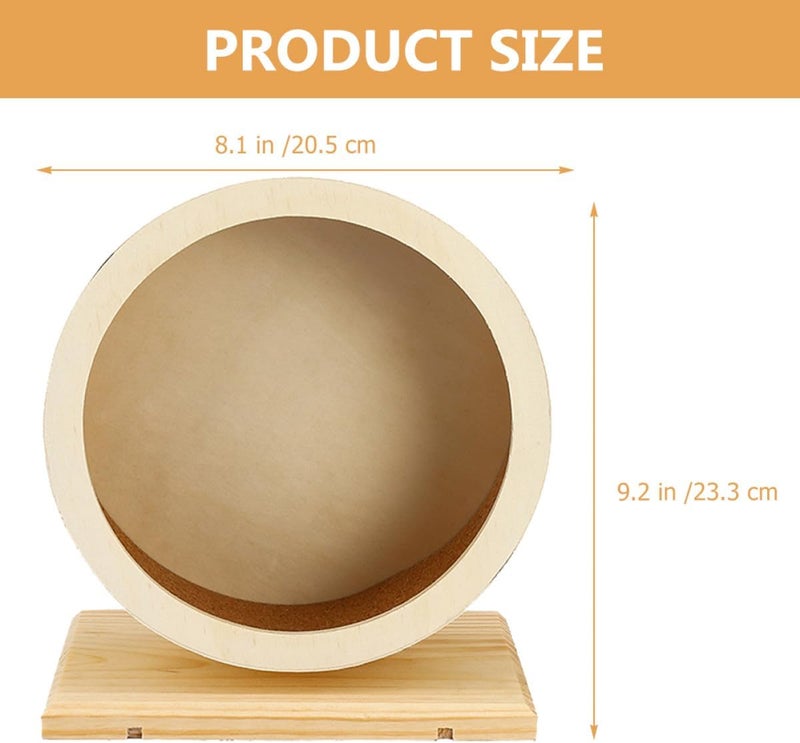 Wooden Silent Hamster Exercise Wheel Cork Base Medium Size Small Animal Running for Hamsters Guinea Pigs Chinchillas and Hedgehogs - Image 2