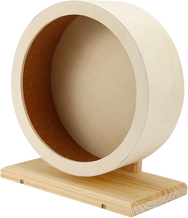 Wooden Silent Hamster Exercise Wheel Cork Base Medium Size Small Animal Running for Hamsters Guinea Pigs Chinchillas and Hedgehogs - Image 1