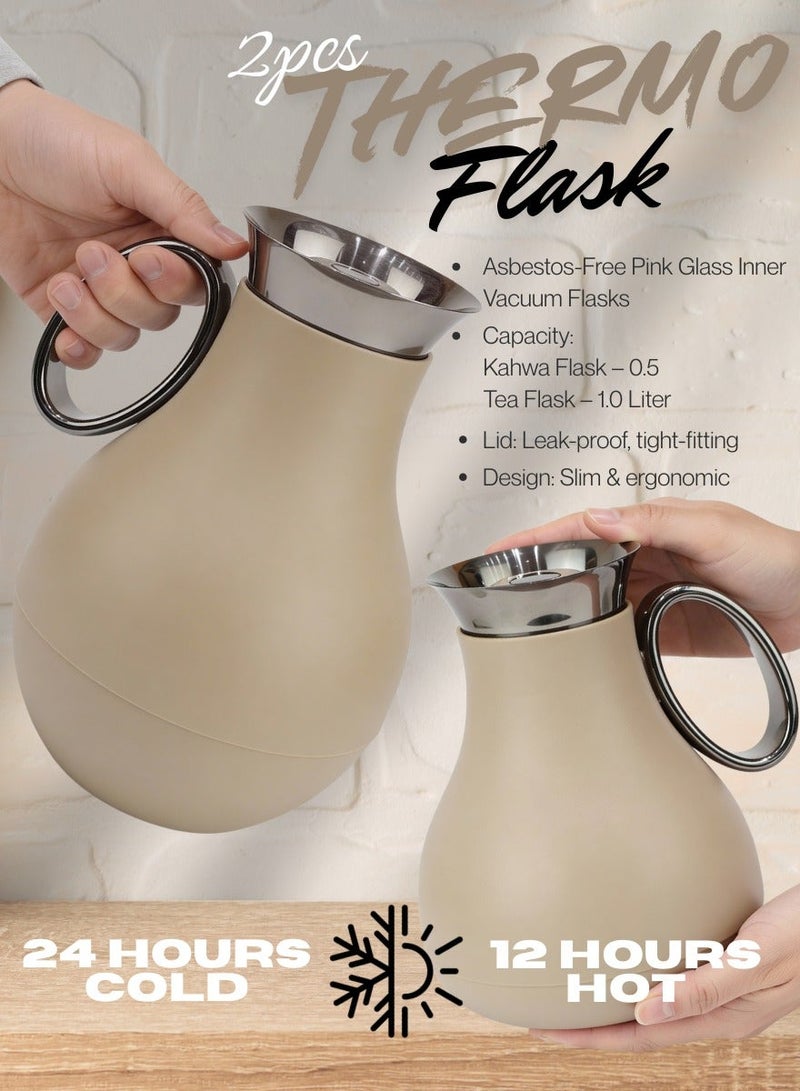 Raz طقم ترمس قهوة وشاي عربي – ترمس فاخر ناعم الملمس بحافة من الفولاذ المقاوم للصدأ للقهوة والشاي - Image 3