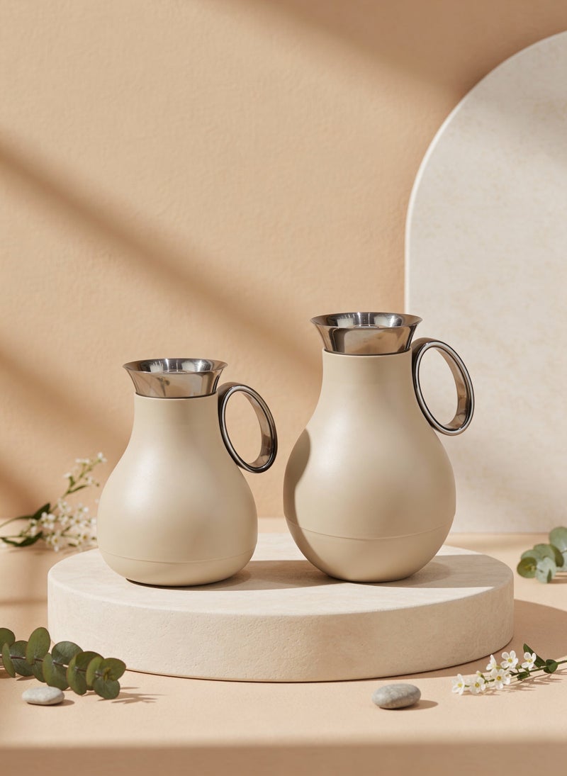 Raz طقم ترمس قهوة وشاي عربي – ترمس فاخر ناعم الملمس بحافة من الفولاذ المقاوم للصدأ للقهوة والشاي - Image 2