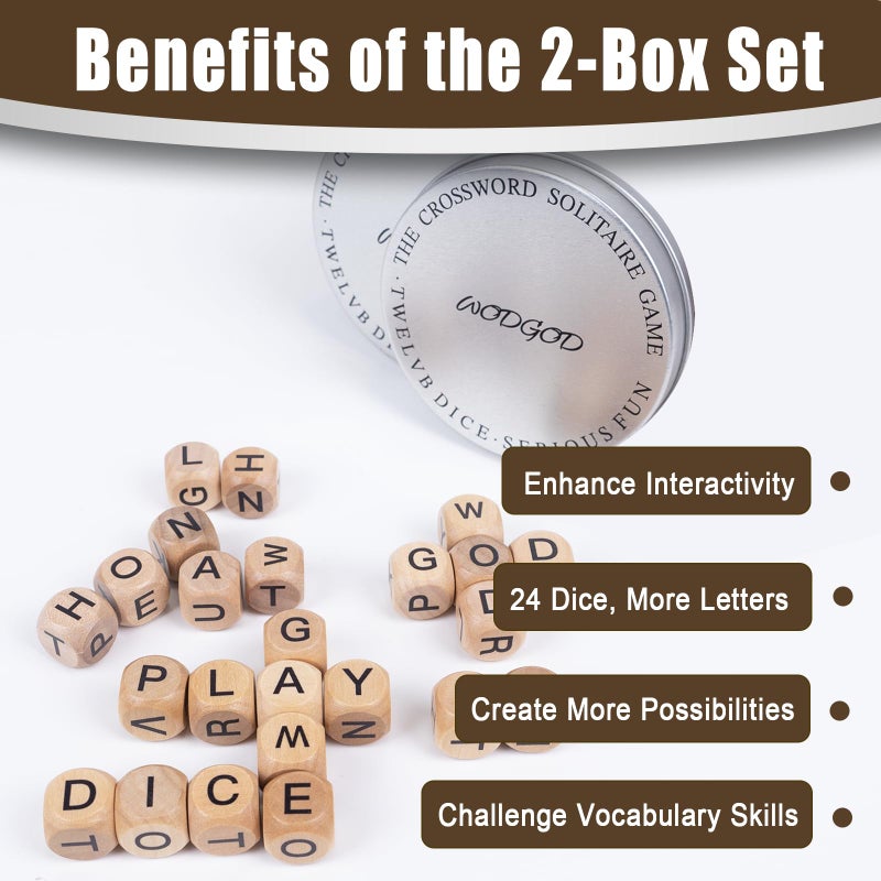 WodGod 2 Set â€“ The Crossword Dice Game Set, Wooden Letter Dice â€“Dice Game,Word Dice,Travel Game, Fun Multiplayer Word Game for Travel, Camping, and Family Night, with Portable Storage Boxes - Image 5