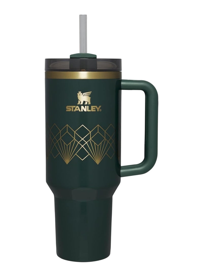 Stanley Stanley cup H2.0 Stainless Steel with Lid and Straw for Water Iced Tea,Coffee and Smoothie,Forrest Gloss Deco,40 oz  - Image 1