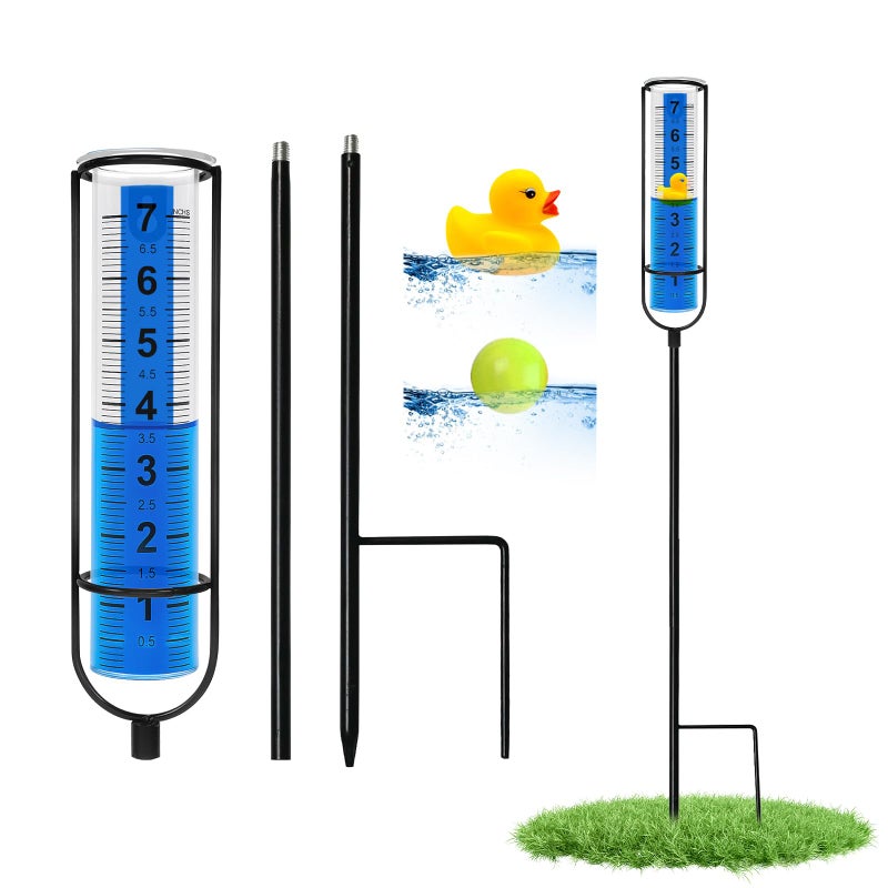 Cracrab Rain Gauge Outdoor For Yard  Heavy Duty Rain Guage Gage Freeze Proof Best Rated  Large Plastic Water Gauge With Floating Duck And Ball  Playful & Accurate - Image 1