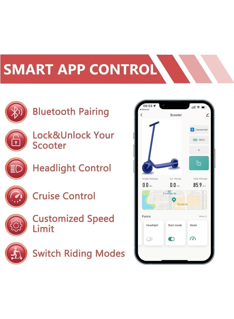 OHAHO Electric Scooter, Powerful 350W Brushless Motor, Max 25-35 KM Long Range, Top Speed 15/20/30 KM/H, 8.5" Solid Tires, E Scooter for Adults and Teen - Image 2