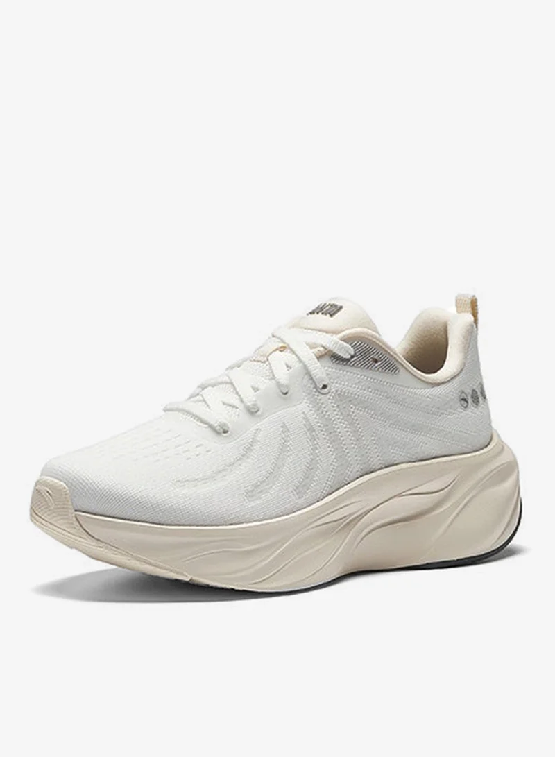 ANTA Leaf | Running Shoes 2025 Summer New Arrival Breathable Casual Sports Shoes Thick Sole Increases Height Plaid White