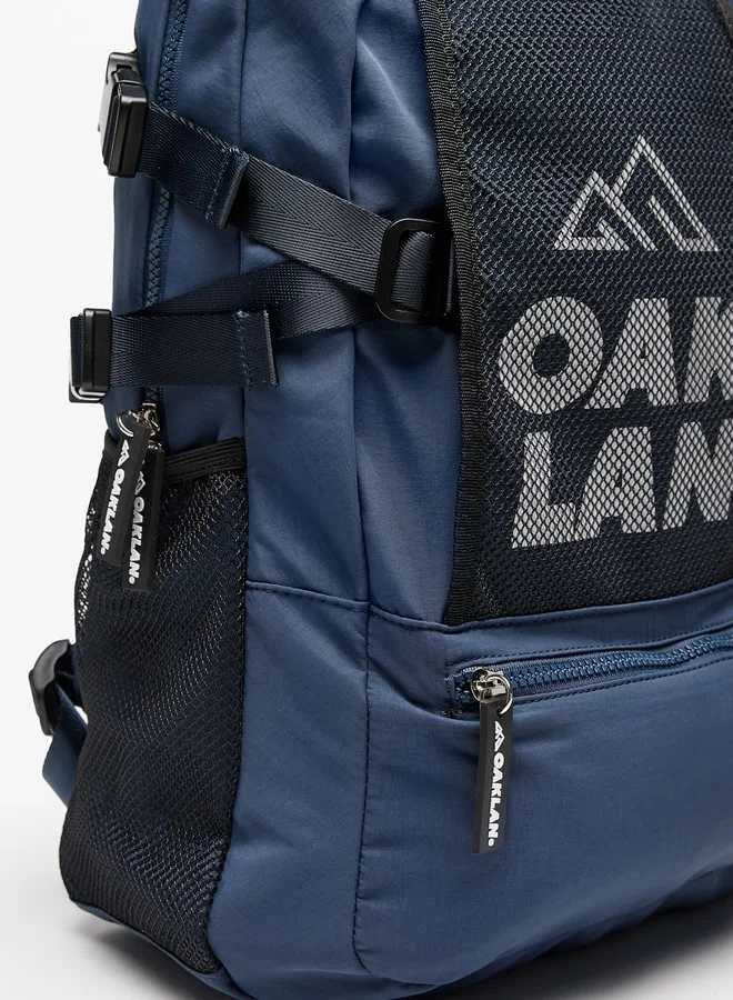 Oaklan by Shoexpress Logo Print Backpack with Adjustable Straps - 42x30x16 cm