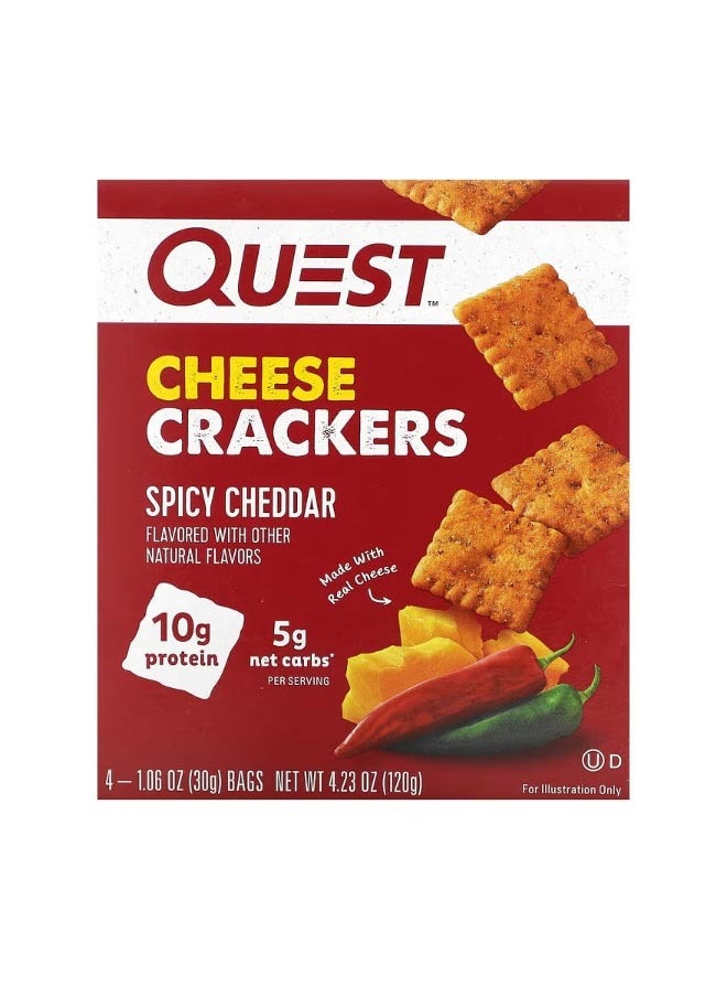 QUEST NUTRITION Cheese Crackers Spicy Cheddar 4 Bags 1.06 oz 30 g Each  - Image 1