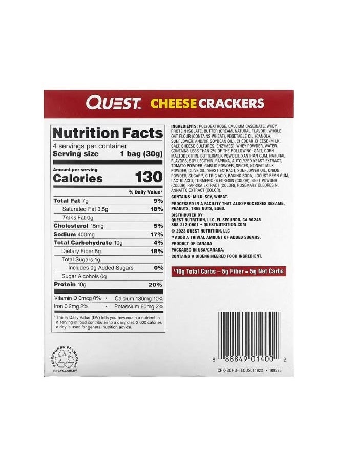 QUEST NUTRITION Cheese Crackers Spicy Cheddar 4 Bags 1.06 oz 30 g Each  - Image 2