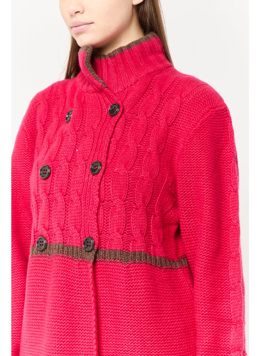 Harmont & Blaine Women Crochet Cardigans, Deep Pink  - Image 4