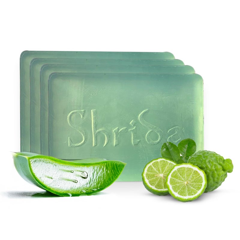 Shrida Naturals Shrida Naturals Bergamot Essential Oil Soap with Aloe Vera Handmade Organic Herbal Soap for Glowing Soft Skin Moisturizing SulfateFree ParabenFree Vega Pack of 4 125g Each  - Image 1